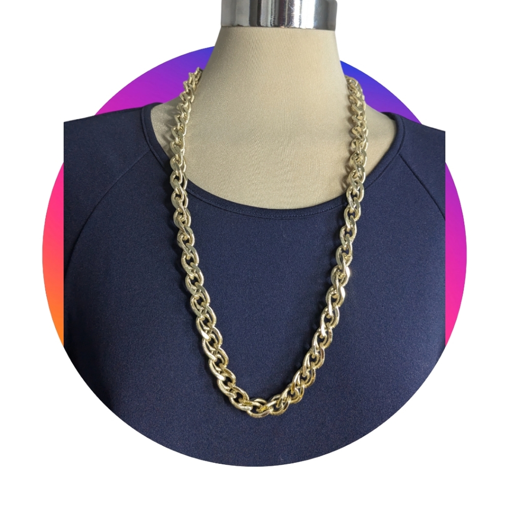 Thick Gold Metallic Chain Necklace